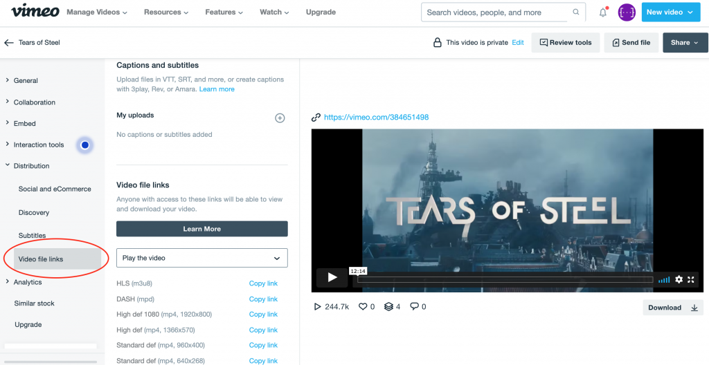 Get Your Video URL From Vimeo - OTTfeed Help