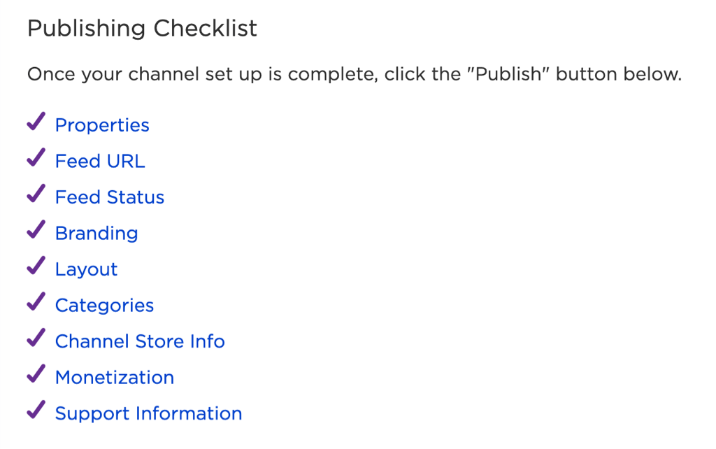 Roku Direct Publisher checklist