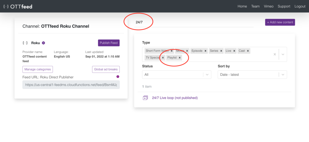 OTTfeed homepage search 24/7