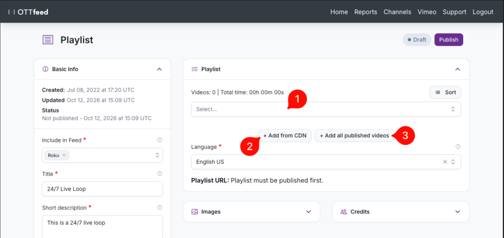 OTTfeed playlist detail page